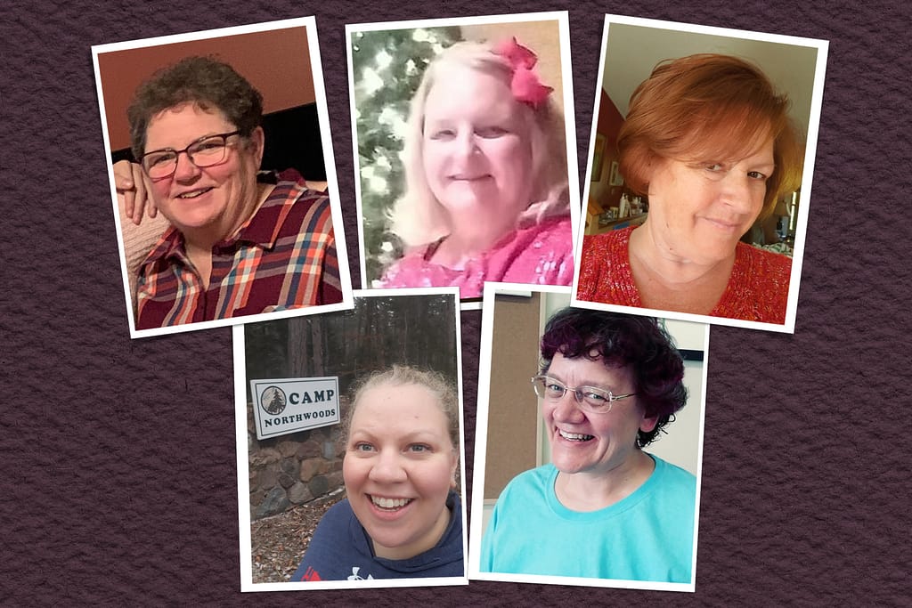 The five 2021 Forever Green Recipients. In clockwise order: Pat Chromey, Julie Denzer, Sue Quick, A.J. Steinbring, and Pauline Wangen