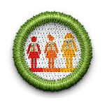 badge with cadette, senior and ambassador girl scouts