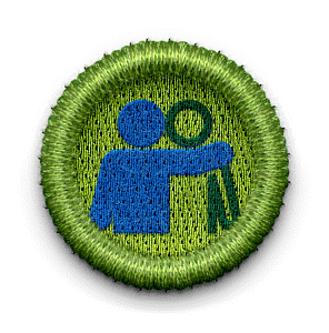 badge with two people arm in arm