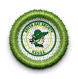 badge with Green Hat Society logo