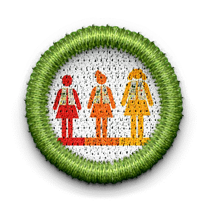 badge with cadette, senior and ambassador girl scouts