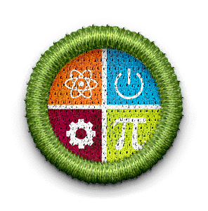 badge with STEM symbols