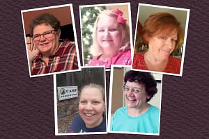 The five 2021 Forever Green Recipients. In clockwise order: Pat Chromey, Julie Denzer, Sue Quick, A.J. Steinbring, and Pauline Wangen